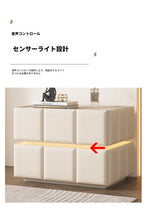 モダンナイトテーブル - パイン材×PUレザー製、スタイリッシュなデザインでお部屋をお洒落に演出！ fmxjs-5345