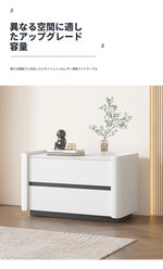 モダンパイン材ナイトテーブル｜セラミック天板＆PUレザー仕上げ｜収納力抜群のデザイン家具 fmxjs-5346