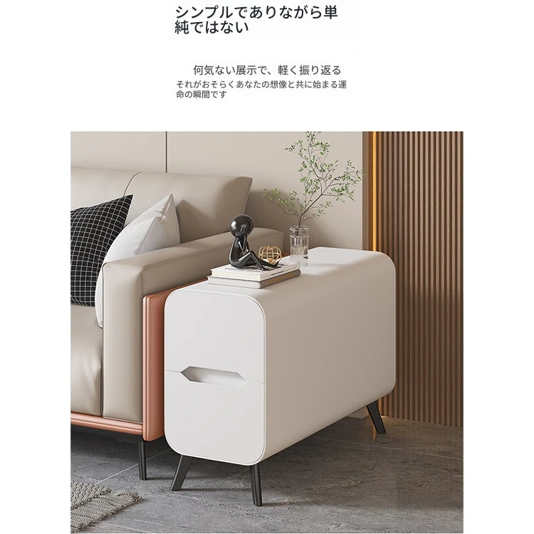 パイン材使用のモダンセンターテーブル｜PUレザー仕上げのスタイリッシュなデザイン fmxjs-5347