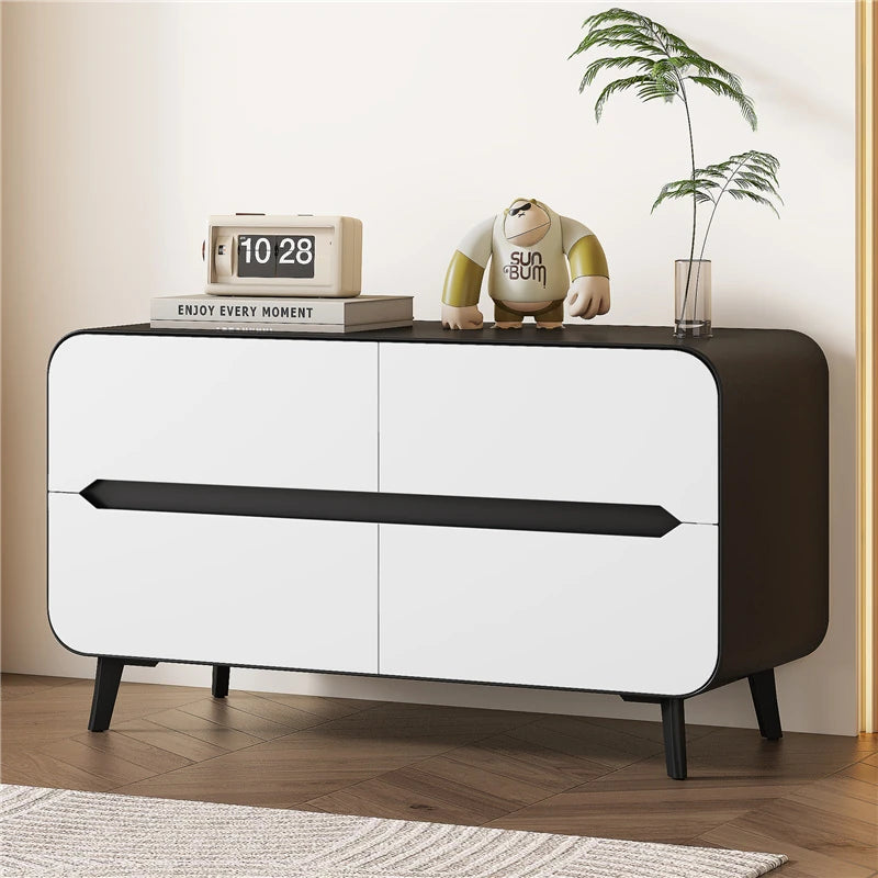 スタイリッシュなパイン材のPUレザー製キャビネット - モダンインテリアにぴったりな収納家具 fmxjs-5349