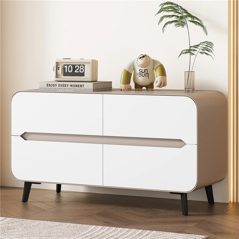 スタイリッシュなパイン材のPUレザー製キャビネット - モダンインテリアにぴったりな収納家具 fmxjs-5349
