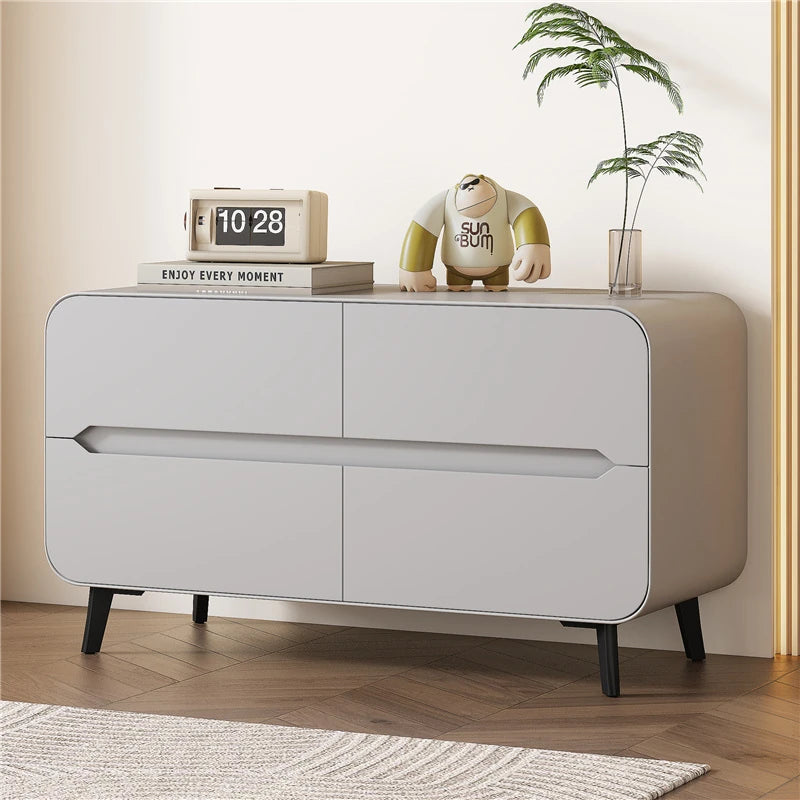 スタイリッシュなパイン材のPUレザー製キャビネット - モダンインテリアにぴったりな収納家具 fmxjs-5349