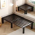 1人用 ソファーベッド 折りたたみ・伸縮式 スライドタイプ｜コットンリネン生地 メタルフレーム fnqe-0226-68