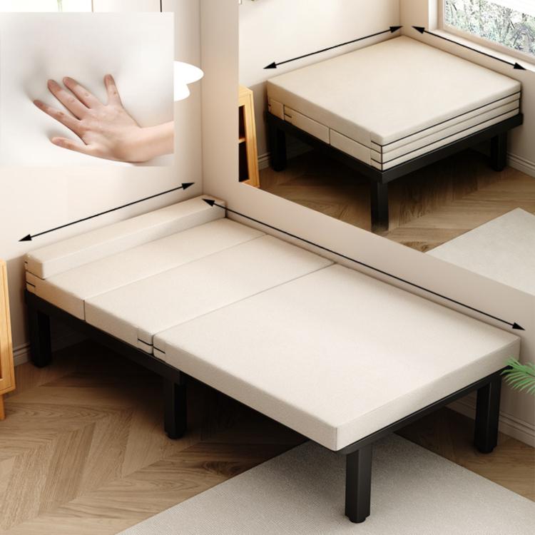 1人用 ソファーベッド 折りたたみ・伸縮式 スライドタイプ｜コットンリネン生地 メタルフレーム fnqe-0226-68