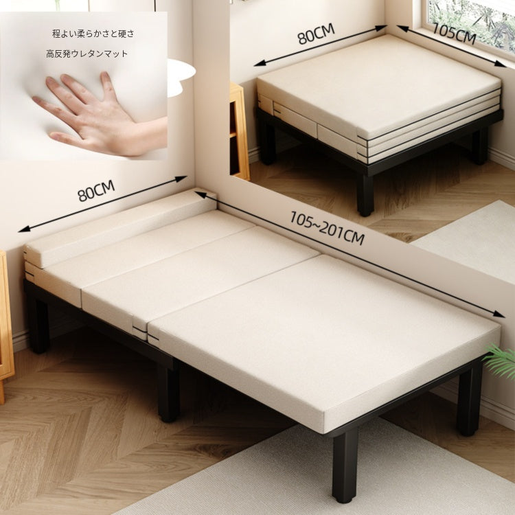 1人用 ソファーベッド 折りたたみ・伸縮式 スライドタイプ｜コットンリネン生地 メタルフレーム fnqe-0226-68