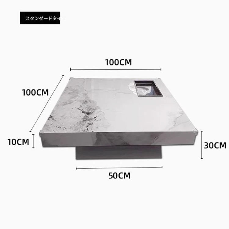 セラミック多層板＆ステンレス製の洗練されたセンターテーブル - モダンデザインでインテリアを引き立てる家具 fplk-5022