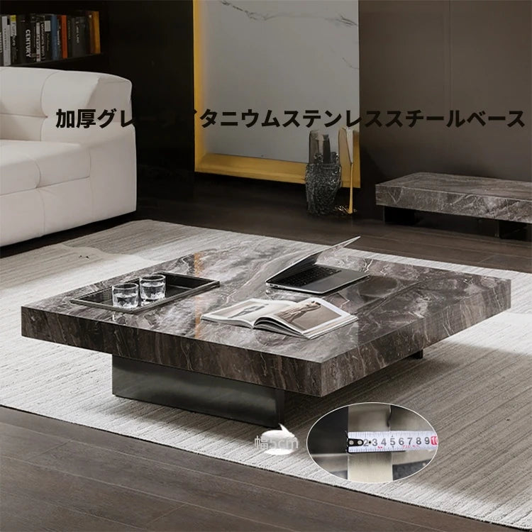 セラミック多層板＆ステンレス製の洗練されたセンターテーブル - モダンデザインでインテリアを引き立てる家具 fplk-5022