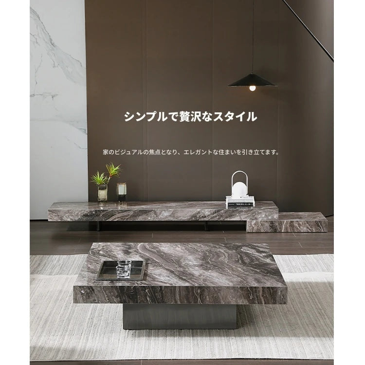 セラミック多層板＆ステンレス製の洗練されたセンターテーブル - モダンデザインでインテリアを引き立てる家具 fplk-5022