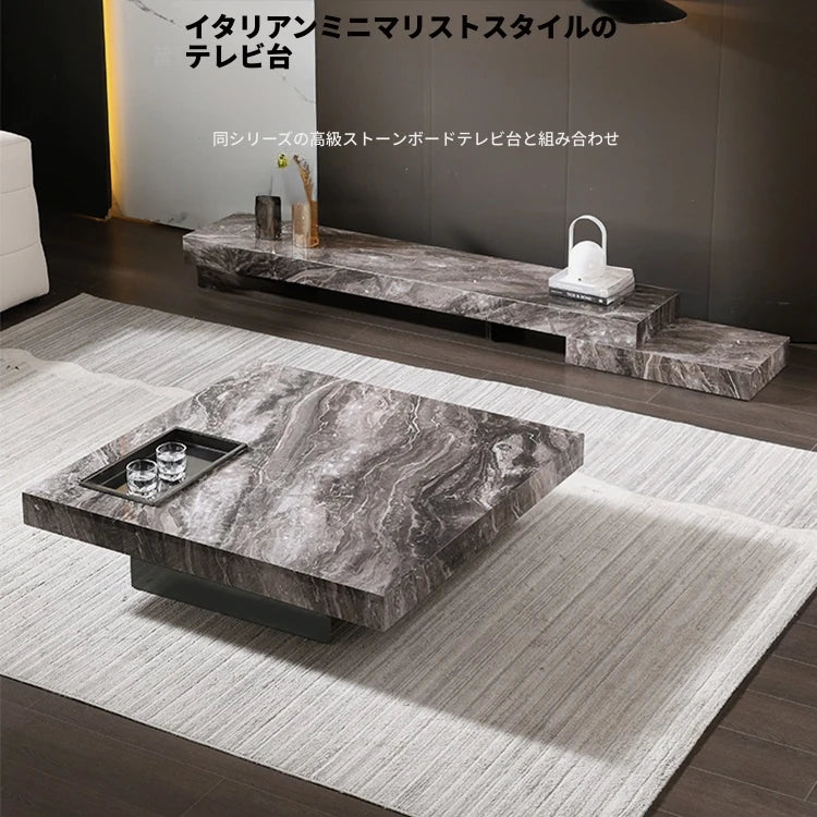 セラミック多層板＆ステンレス製の洗練されたセンターテーブル - モダンデザインでインテリアを引き立てる家具 fplk-5022
