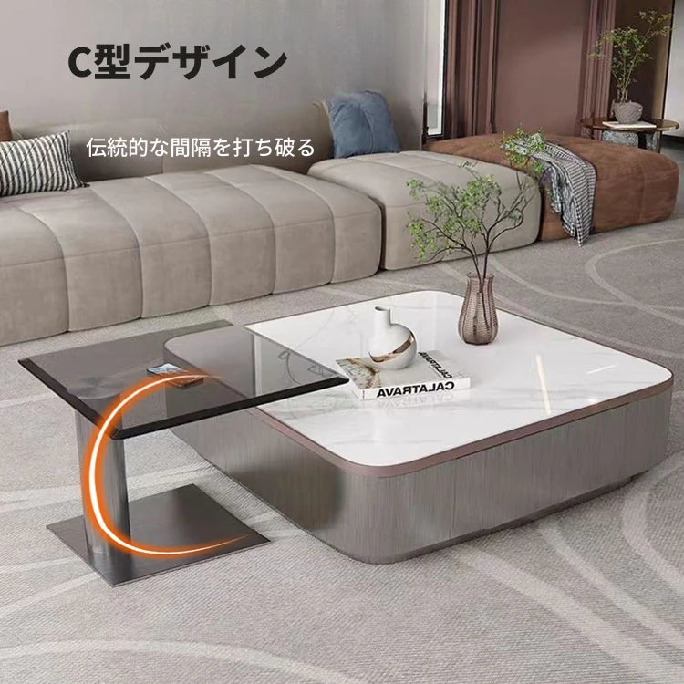 強化ガラス製モダンセンターテーブル - スタイリッシュなリビングルームアクセント【美しいデザイン】 fplk-5024