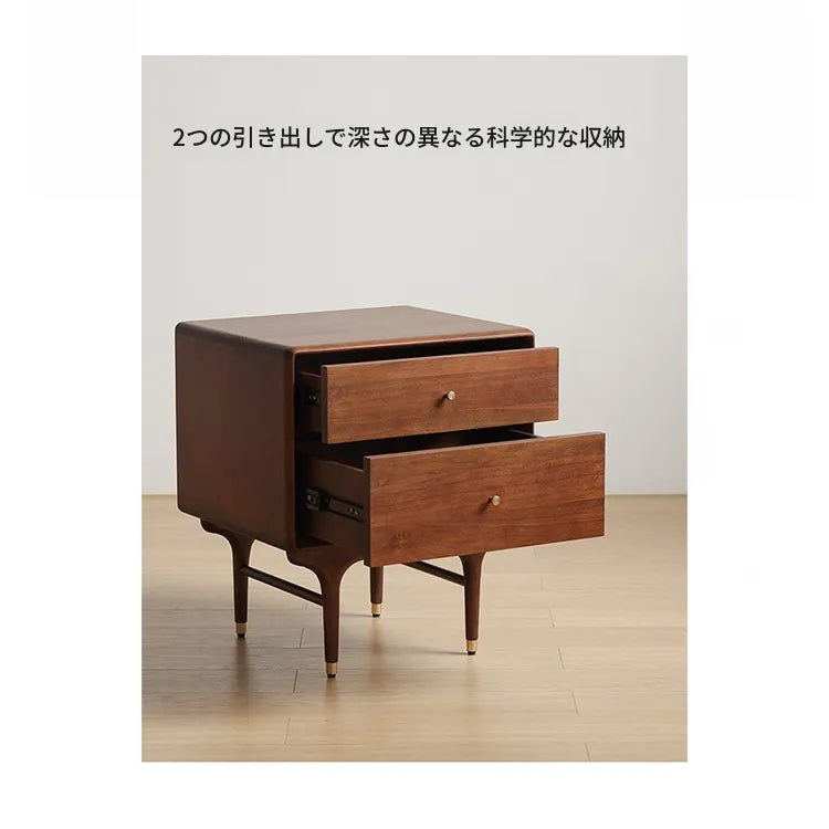 ナイトテーブル ライトブラウン ブラウン ブラック 無垢材 fsz-3305
