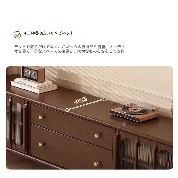 ヴィンテージスタイル多層板テレビ台と強化ガラスキャビネットセット – モダンリビングルームのためのエレガントな収納ソリューション fvp-4591