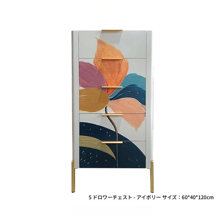 パイン＆セラミック製アートキャビネット - スタイリッシュでおしゃれな収納家具、モダンなインテリアに最適！ fws-4582