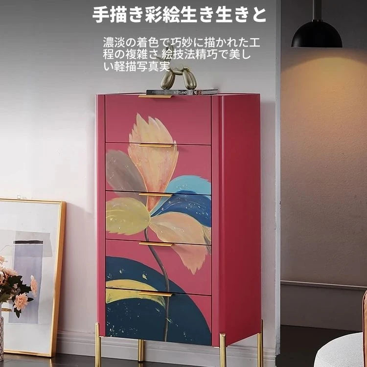 パイン＆セラミック製アートキャビネット - スタイリッシュでおしゃれな収納家具、モダンなインテリアに最適！ fws-4582