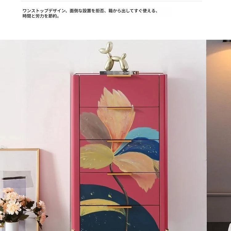 パイン＆セラミック製アートキャビネット - スタイリッシュでおしゃれな収納家具、モダンなインテリアに最適！ fws-4582