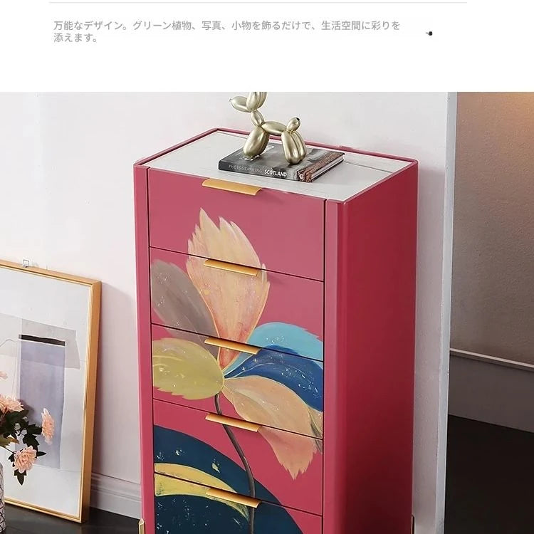 パイン＆セラミック製アートキャビネット - スタイリッシュでおしゃれな収納家具、モダンなインテリアに最適！ fws-4582