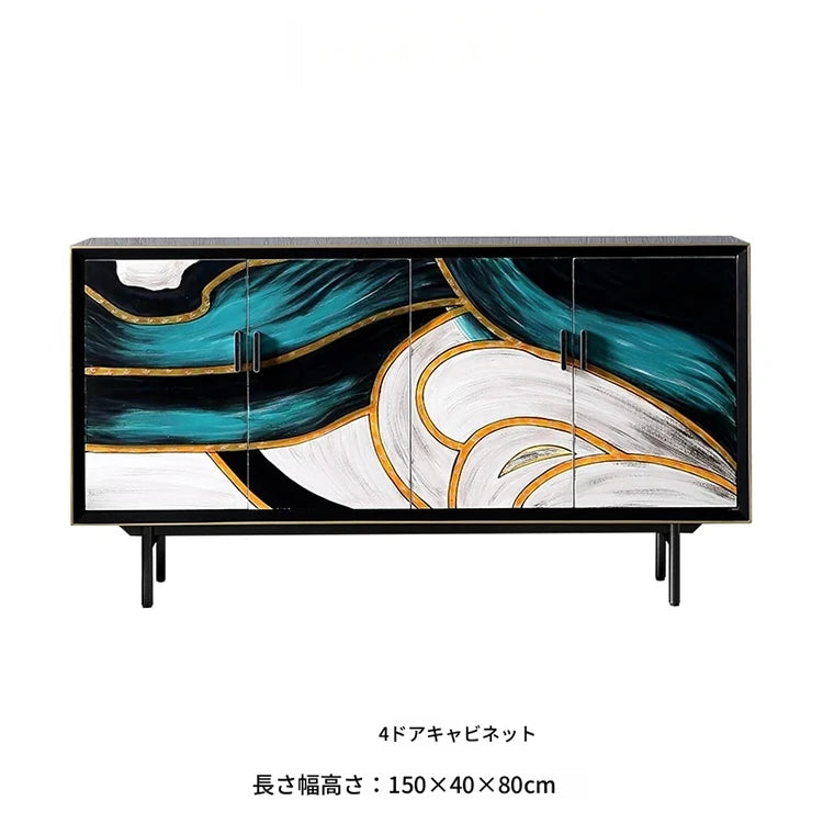 無垢材とステンレス製のアートキャビネット - おしゃれでモダンな収納家具 fws-4583