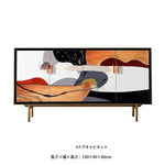 無垢材とステンレス製のアートキャビネット - おしゃれでモダンな収納家具 fws-4583