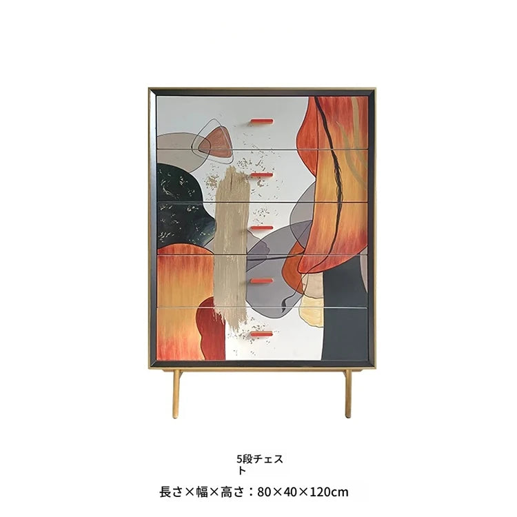 無垢材とステンレス製のアートキャビネット - おしゃれでモダンな収納家具 fws-4583