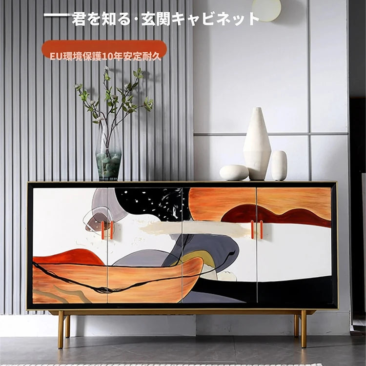 無垢材とステンレス製のアートキャビネット - おしゃれでモダンな収納家具 fws-4583