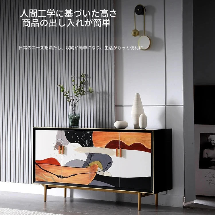 無垢材とステンレス製のアートキャビネット - おしゃれでモダンな収納家具 fws-4583