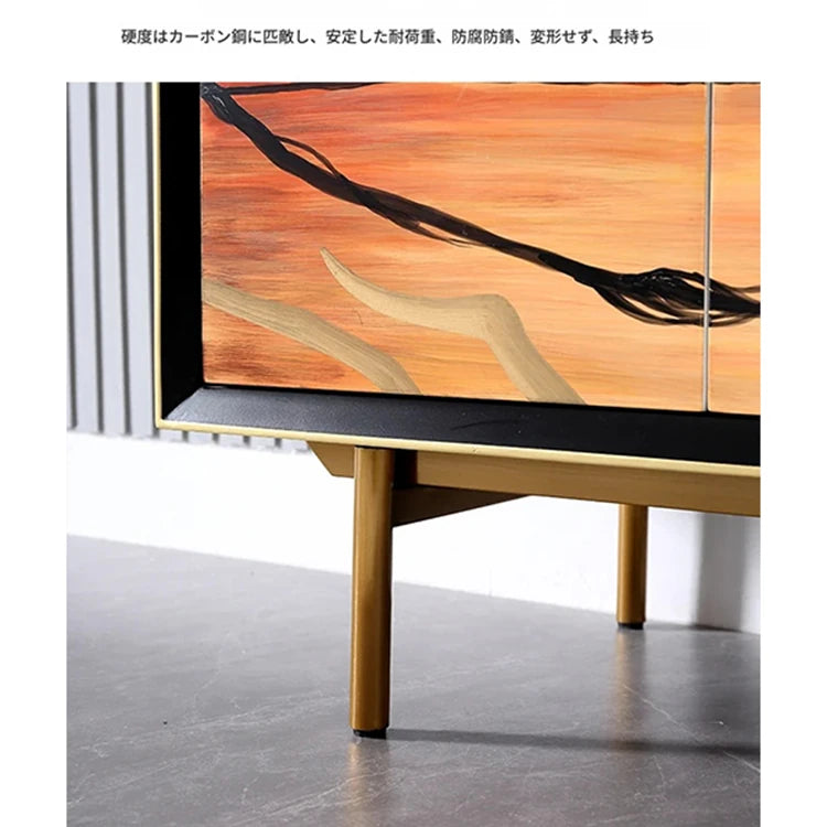 無垢材とステンレス製のアートキャビネット - おしゃれでモダンな収納家具 fws-4583