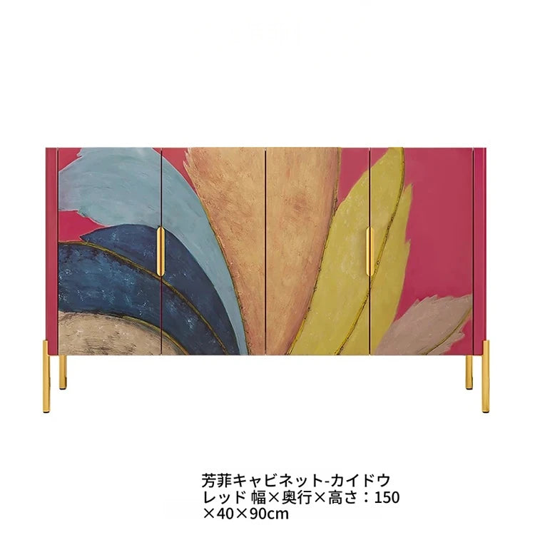 スタイリッシュなセラミック＆ステンレス製キャビネット - カラフルなデザインでお部屋を彩る収納家具 fws-4584