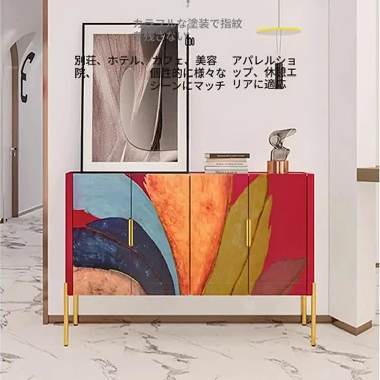 スタイリッシュなセラミック＆ステンレス製キャビネット - カラフルなデザインでお部屋を彩る収納家具 fws-4584