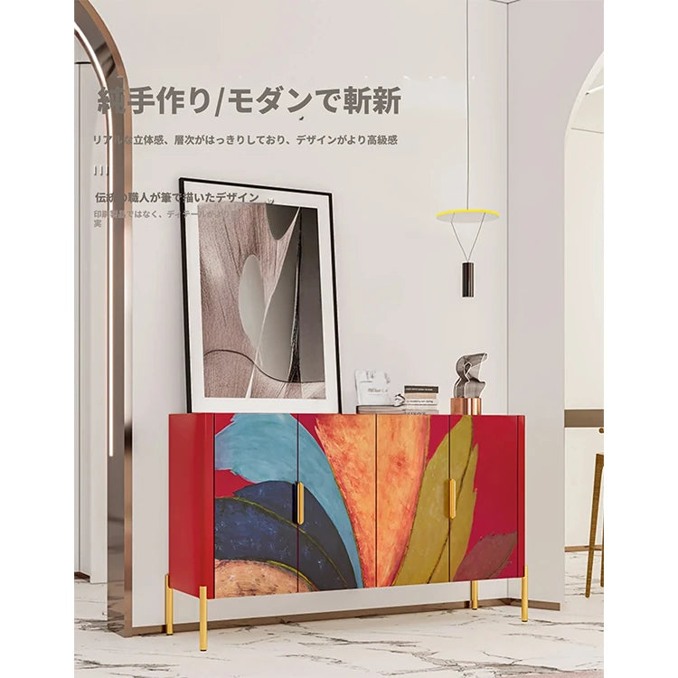 スタイリッシュなセラミック＆ステンレス製キャビネット - カラフルなデザインでお部屋を彩る収納家具 fws-4584