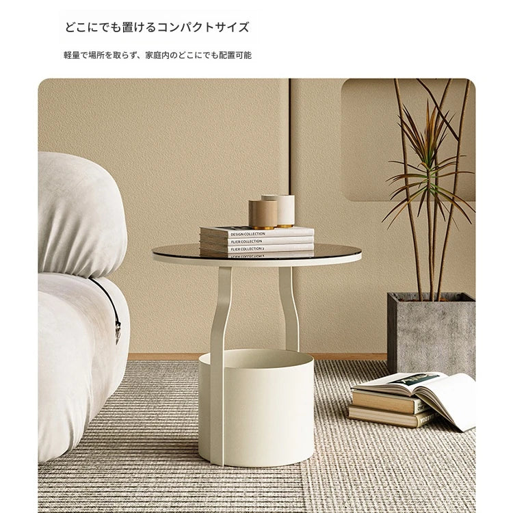 おしゃれなセンターテーブル - 強化ガラス天板＆スタイリッシュオレンジベースのサイドテーブル fxmj-3056