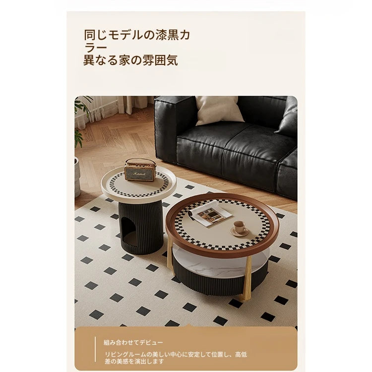 モダンデザイン センターテーブル セラミック＆無垢材使用 おしゃれなリビング家具 2点セット fxxrj-3160