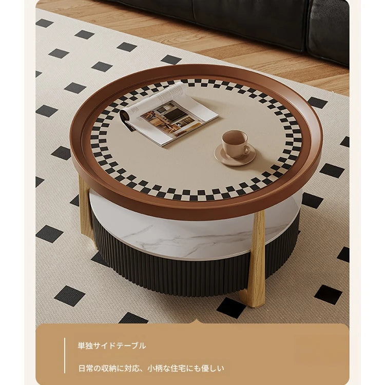 モダンデザイン センターテーブル セラミック＆無垢材使用 おしゃれなリビング家具 2点セット fxxrj-3160