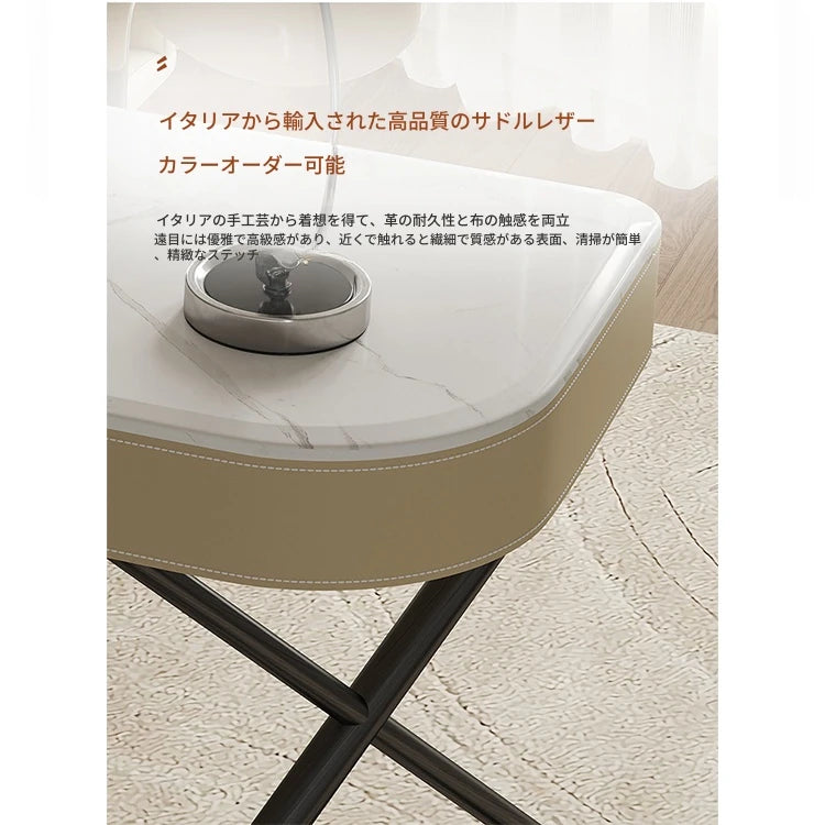 モダンデザインの多層板大理石テーブル - パイン材＆合成皮革使用のスタイリッシュデスク fyd-5174