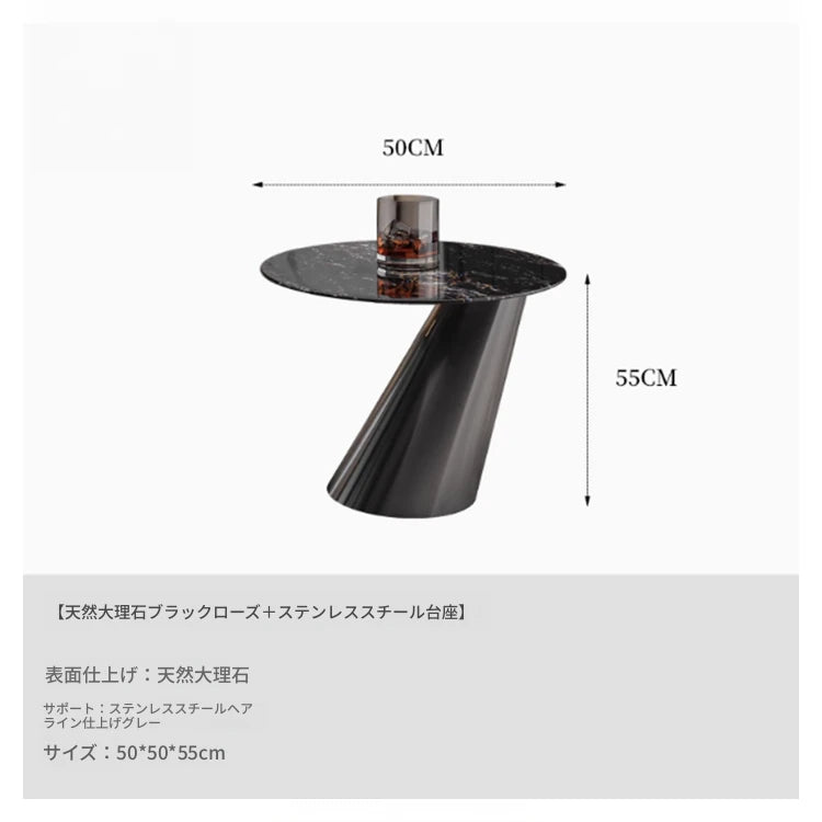 モダンな大理石センターテーブル | ステンレス製脚部付き | エレガントな多層板デザイン、リビングルームに最適！ fyeyj-5211