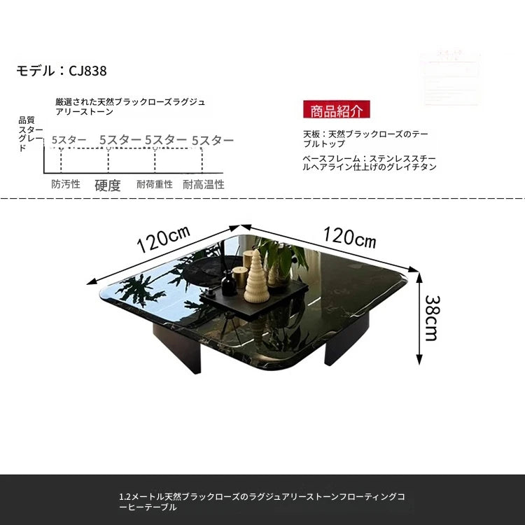 モダンデザイン センターテーブル 大理石とステンレス製 おしゃれなリビング家具 fyeyj-5215