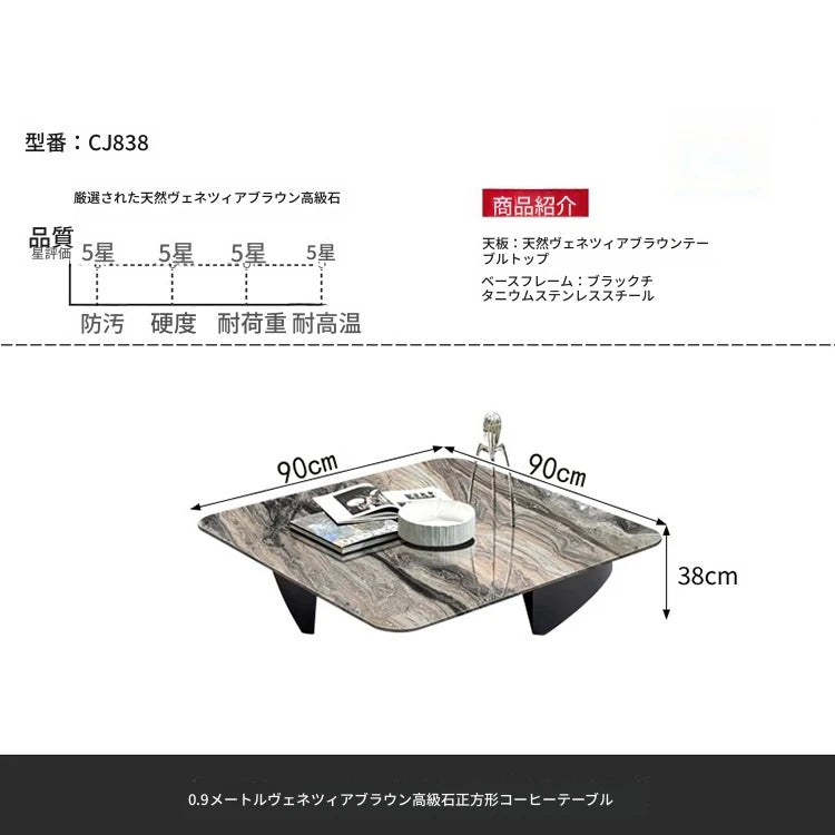 大理石とステンレスのセンターテーブル - モダンデザインでリビングに洗練された雰囲気を演出！ fyeyj-5216