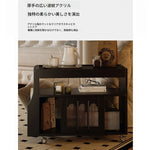 モダンデザインの強化ガラス茶卓・アクリル製収納付きサイドテーブル - リビングに最適！ fymj-4845