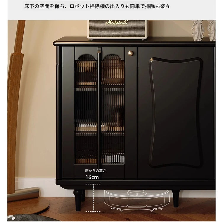 スタイリッシュな無垢材＆銅製キャビネット - シンプルで高級感溢れるアクリルデザイン fymj-4848