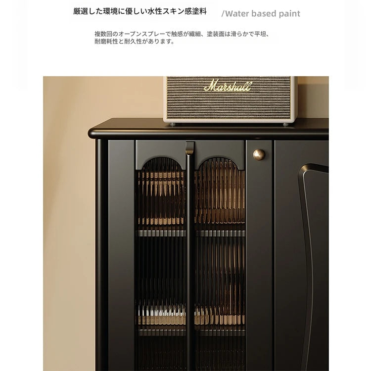 スタイリッシュな無垢材＆銅製キャビネット - シンプルで高級感溢れるアクリルデザイン fymj-4848