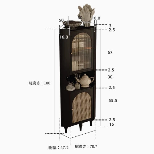 シックなアクリル銅ラタンキャビネット - スタイリッシュな収納でお部屋を演出します！ fymj-4851
