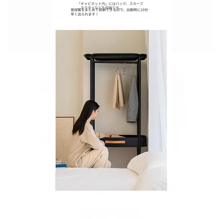 ハンガー ブラック ナチュラル オーク 多層板 無垢材 銅 本革 fzy-3332