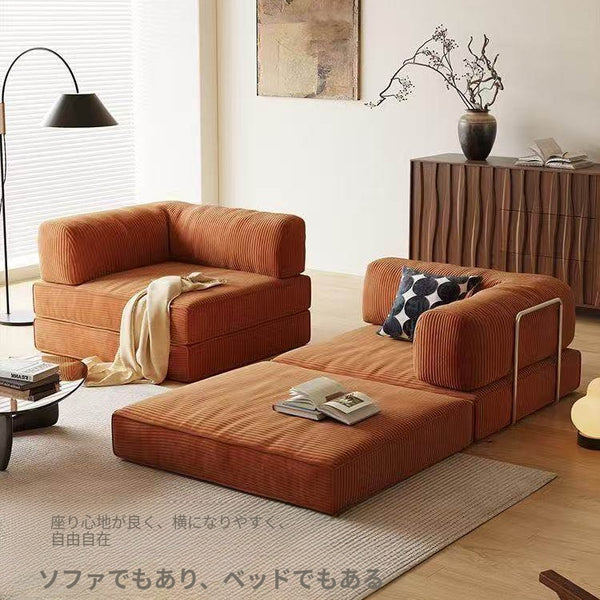 圧縮ソファ ヴィンテージ調 ソファーベッド｜布製 折りたたみ式 モダンシンプル リビング用 gg-0203-28