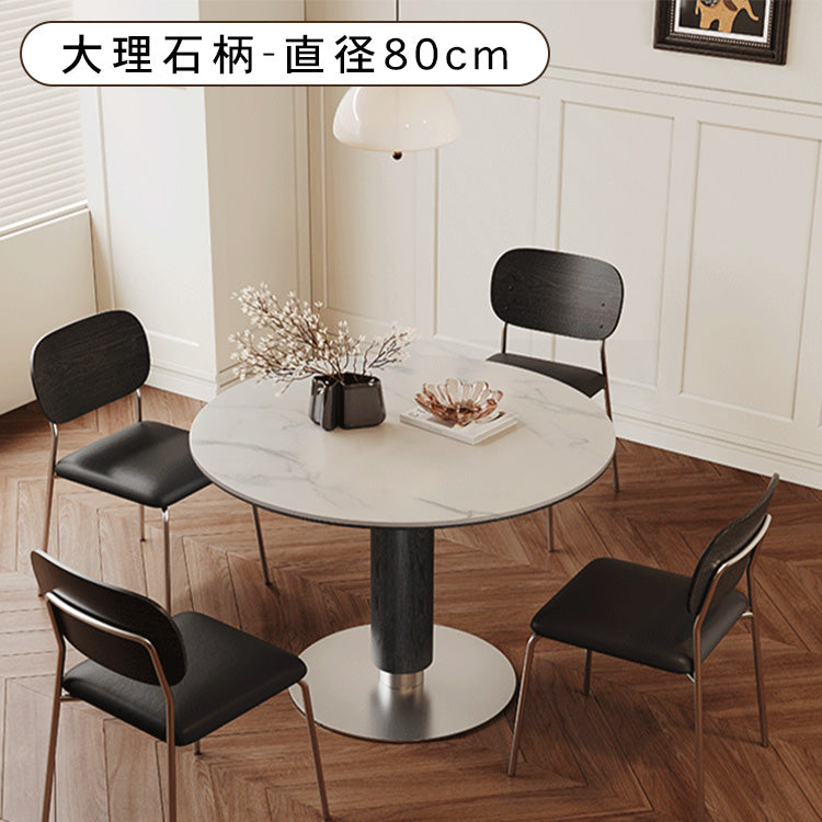 モダンシンプル 実木 金属ラウンドダイニングテーブル セラミック天板 円柱脚 商談用 hagst-5519