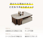 マイクロクリスタルストーン木目調ツートン伸縮収納付きスクエアコーヒーテーブルモダンリビング hagst-5543