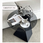 センターテーブル 強化ガラス＆アルミニウム合金製 モダンデザイン おしゃれリビングテーブル hakt-5148