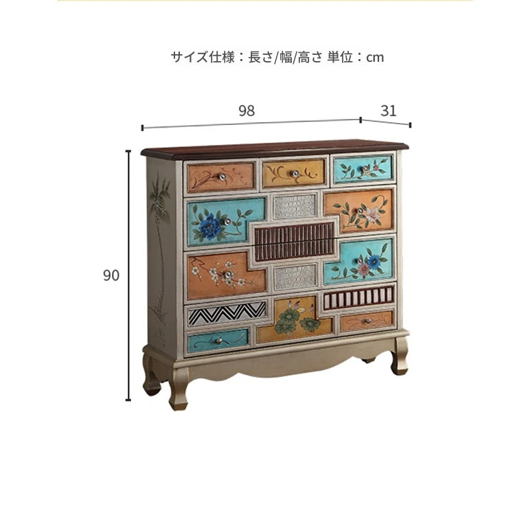 オーク製デザインキャビネット - 美しい手作りの引き出しでおしゃれな収納を実現！ halmh-5303