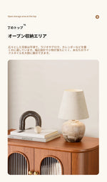 無垢材キャビネット - おしゃれで実用的な収納家具 | 3段引き出し付き、ガラス扉デザイン halmh-5307