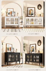 無垢材とガラスの風格溢れるキャビネット - おしゃれで高品質な収納家具 halmh-5323