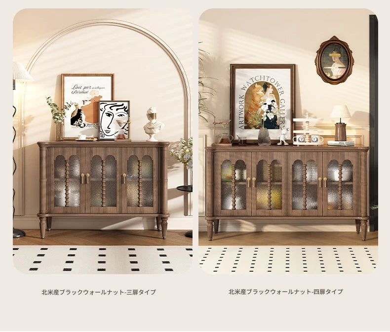 無垢材とガラスの風格溢れるキャビネット - おしゃれで高品質な収納家具 halmh-5323