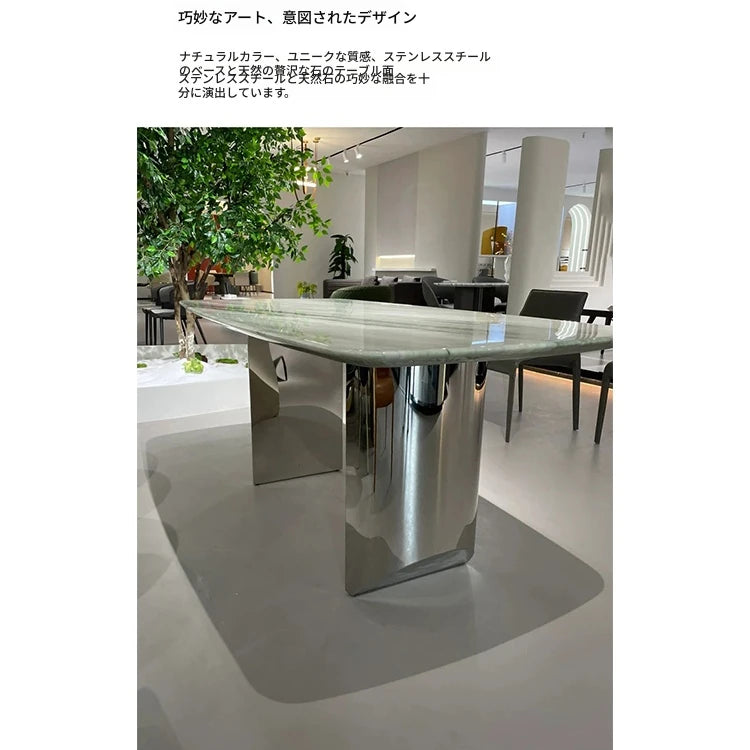 大理石テーブル 高級ステンレス脚 使いやすい多層板デザイン おしゃれなダイニングテーブル hbso-3017